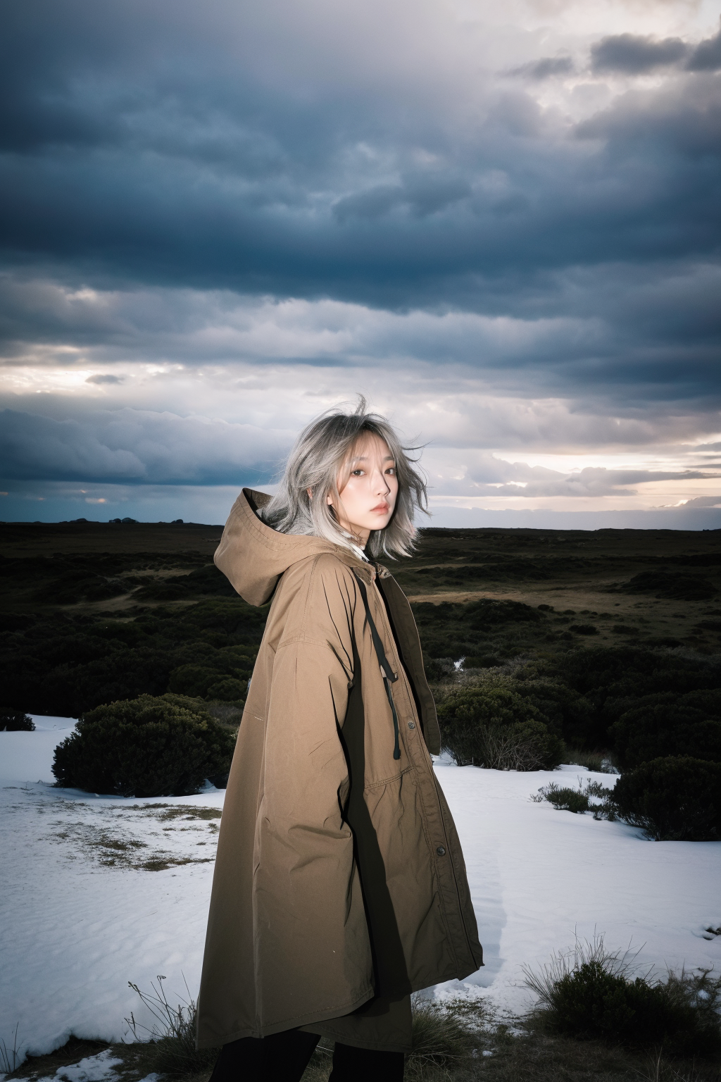 08812-2994985813-Picture a vast grassland where a girl stands,her expression emotionless,eyes fixed on the horizon where a storm brews under a gl.png